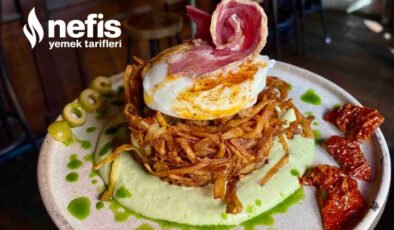 Brokoli Yoğurt Soslu Saman Patates Kulesi | Poşe Ve Dana Bacon