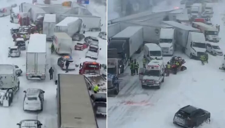 Otoyol savaş alanına döndü: 100’den fazla araç birbirine girdi