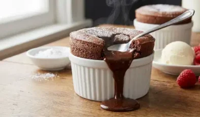 Tatlı krizlerinin acil durum butonu: Sadece 10 dakikada akışkan çikolatalı sufle tarifi