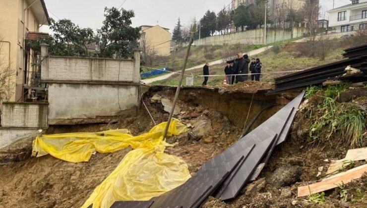 Kocaeli’de inşaat hafriyatında yol çöktü
