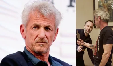 Oscar töreni yerine Kiev’e gitti: Sean Penn’e füze parçalarından yapılan özel ödül
