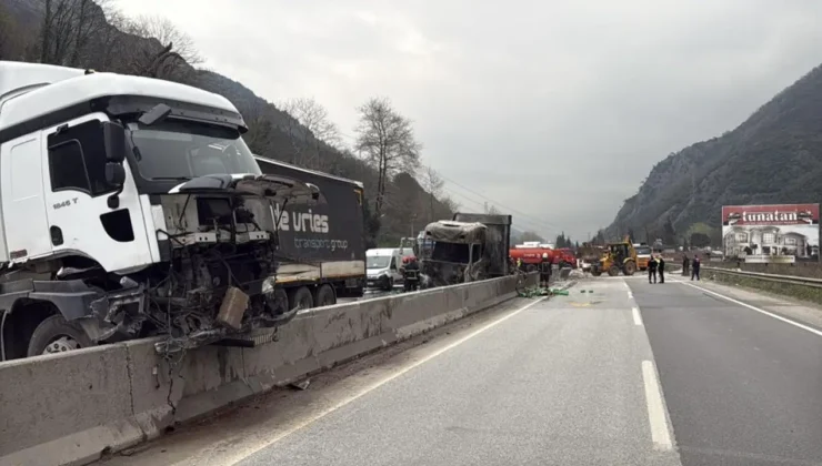 İki tır çarpıştı: Yol savaş alanına döndü
