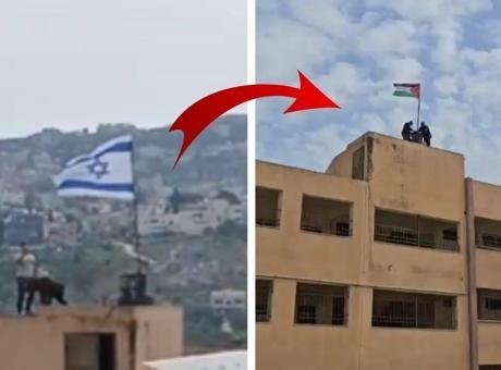 İsrailliler Batı Şeria'da okul basıp bayrak çekti! Filistinlilerin cevabı gecikmedi