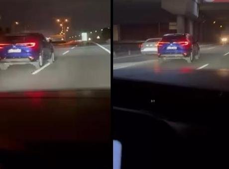 Pendik Tem Otoyolu'nda trafiği tehlikeye atarak ilerledi! Otomobil sürücüsü kamerada