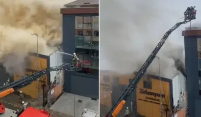 Ataşehir'de 2 katlı işyerinde yangın! Cadde trafiğe kapatıldı