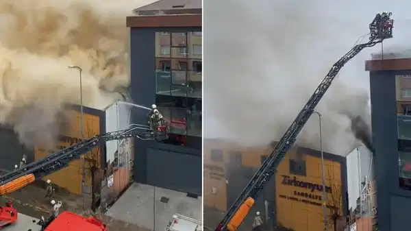 Ataşehir'de 2 katlı işyerinde yangın! Cadde trafiğe kapatıldı