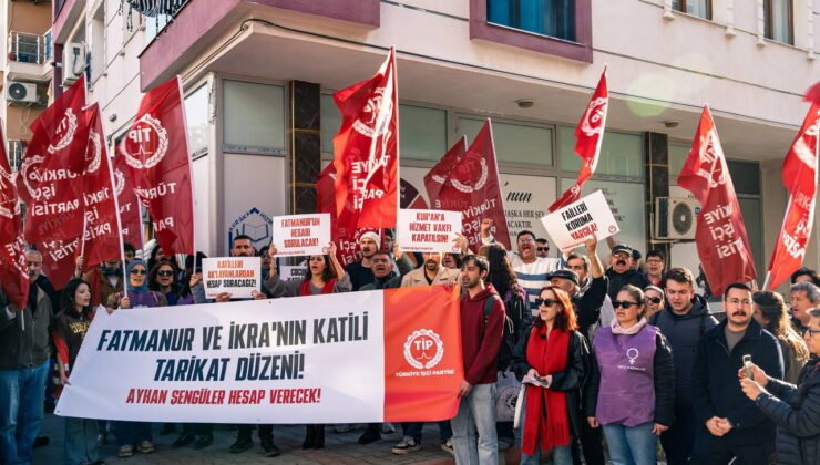 TİP İzmir'den Kuran'a Hizmet Vakfı önünde Fatman Nur Çelik protestosu