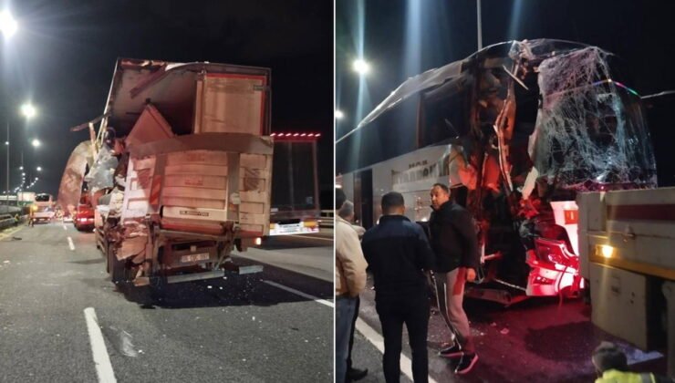 Feci kaza… Yolcu otobüsü TIR'a çarptı: 10 kişi yaralandı