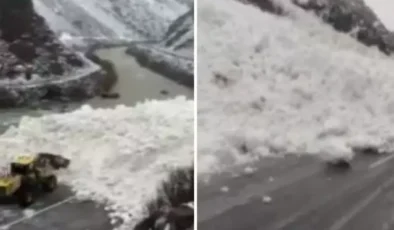 Hakkâri-Çukurca kara yoluna çığ düştü! Sürücüler yolda kaldı