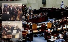 İsrail Meclisinde panik anları! İran füzeleri sonrası sirenler çaldı sığınaklara koştular