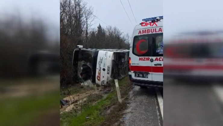 İstanbul’da yolcu otobüsü devrildi: Yaralılar var