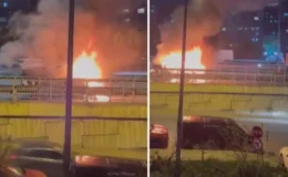 Okmeydanı'nda ticari takside yangın: Yolcular son anda tahliye edildi