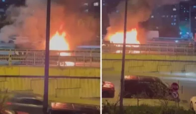 Okmeydanı'nda ticari takside yangın: Yolcular son anda tahliye edildi