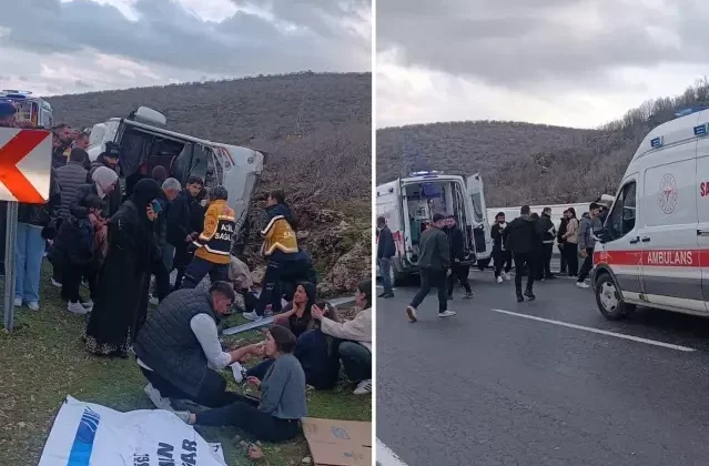 Mardin'de facianın eşiğinden dönüldü: Midibüs kazasında 21 kişi yaralandı