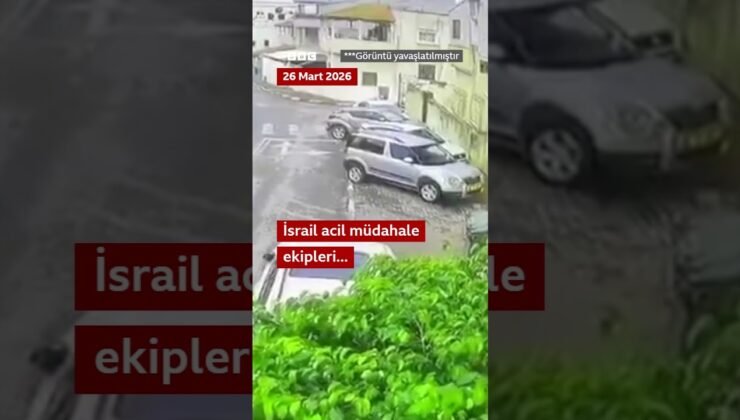 İsrail’de füzenin bir araca isabet ettiği anlar