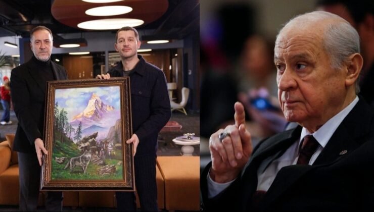 MHP Lideri Devlet Bahçeli hediye etmişti: Uraz Kaygılaroğlu 'Bozkurt' tablosunu teslim aldı