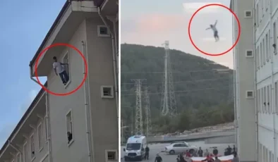 Yurdun camına çıktı, kendini bir anda boşluğa bıraktı