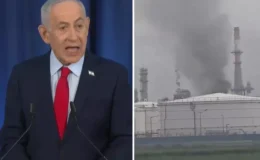 Netanyahu konuşurken, İran İsrail'in rafinelerini füzelerle vurdu