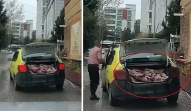 Akılalmaz görüntü! Taksi bagajında kilolarca et sevkiyatı