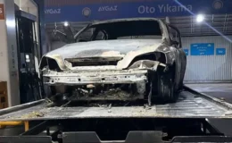 Yanan araçtan insan kemikleri çıktı