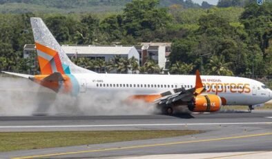 Yolcu uçağı sert iniş yaptı, iniş takımları parçalandı