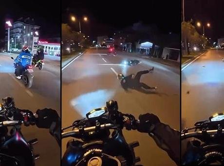 Yolda tek teker şovu faciaya dönüştü! Kask kamerası saniye saniye kaydetti