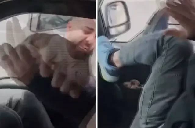 Kamyonetin yanına geldi, sürücüye camdan dehşeti yaşattı