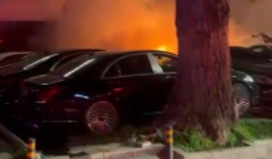 Beşiktaş'da araç kiralama şirketinde yangın: 15 lüks araç alev alev yandı!