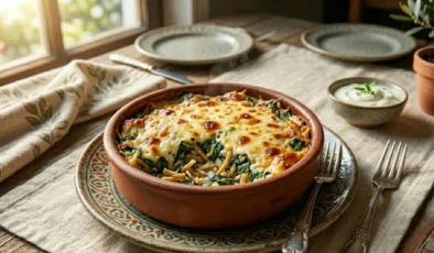 Akşam yemeğine sağlıklı ve doyurucu lezzet: Fırında erişteli ıspanak tarifi