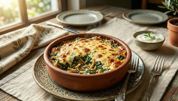 Akşam yemeğine sağlıklı ve doyurucu lezzet: Fırında erişteli ıspanak tarifi