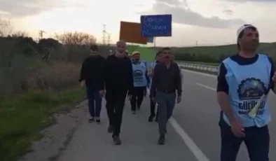 Tahliye edilen Başaran Aksu, madencilerle Ankara yolunda