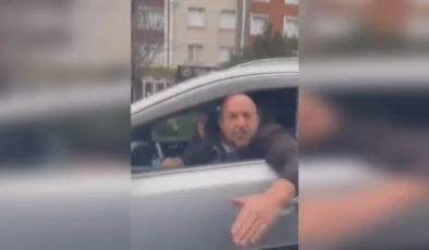 O anlar kaydedildi… Araçta çocuğu olan kadının otomobiline saldırdı