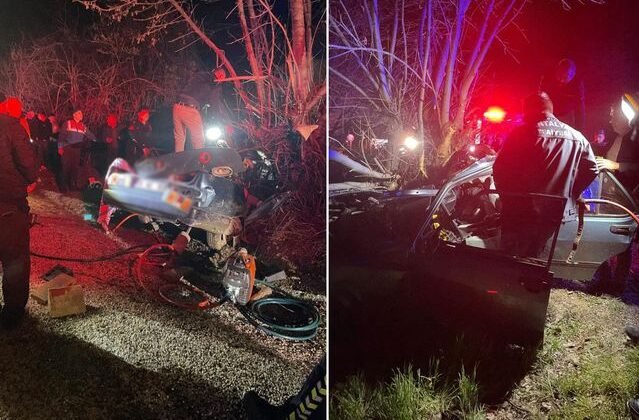 Kontrolden çıkan araç ağaca çarptı! 3 kişi hayatını kaybetti