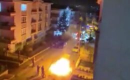 Kayınvalidesinin evinin önünde aracını yakıp, havaya ateş açtı