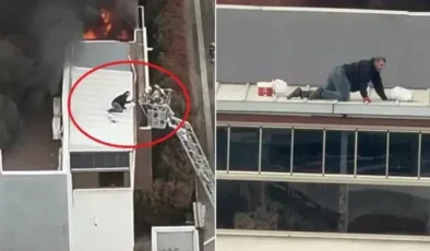 8 katlı apartmanın çatısında can pazarı! O anlar kamerada