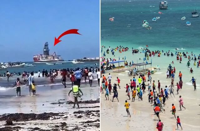 Çağrı Bey Somali'de! Türk bayrağını gören sahile akın etti