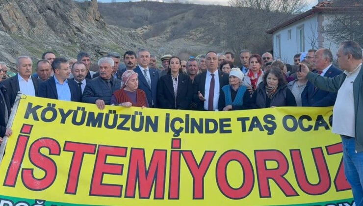 CHP'den, Çorum'da taş ocağına karşı mücadele eden köylülere destek