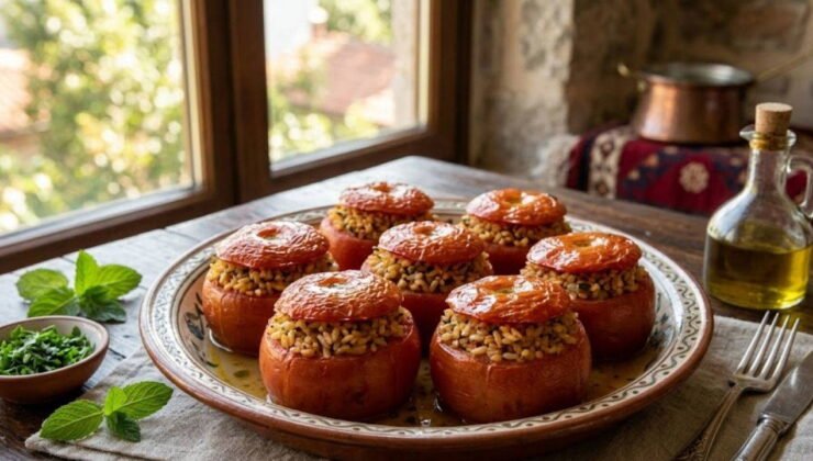 Akşam yemeğine hafif alternatif: Zeytinyağlı domates dolması tarifi