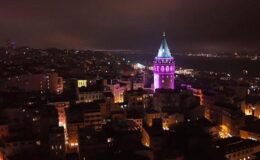 Galata Kulesi farkındalık için mor renge büründü