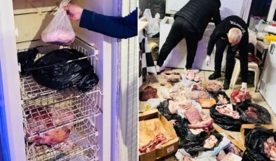 Kasapta mide bulandıran görüntüler! Hepsini vatandaşa yedireceklerdi