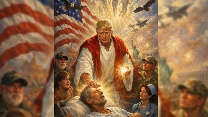 Trump kendisinin Hazreti İsa gibi tasvir edildiği görüntüyü sildi