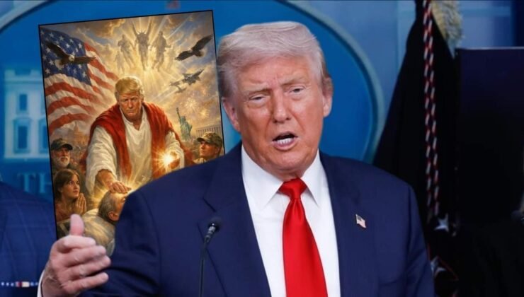Trump, kendisinin 'Hazreti İsa' gibi tasvir edildiği görseli paylaştı! Papa'ya sert eleştiri