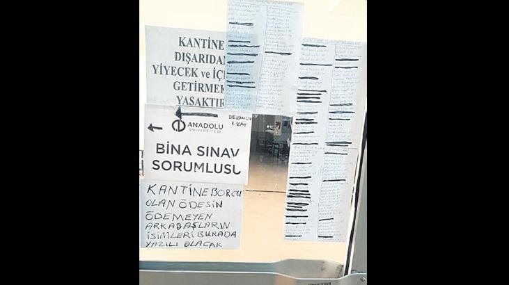 Üniversite kantini borçlu öğrencileri ifşa etti